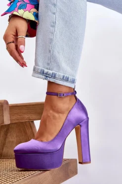 Best Boto Modne Czółenka Na Wysokim Słupku Fioletowe Hayden