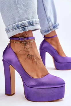 Best Boto Modne Czółenka Na Wysokim Słupku Fioletowe Hayden