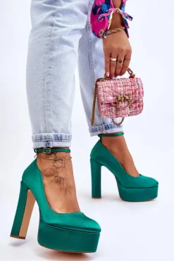 Damskie Boto Modne Czółenka Na Wysokim Słupku Zielone Hayden