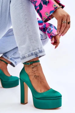 Damskie Boto Modne Czółenka Na Wysokim Słupku Zielone Hayden