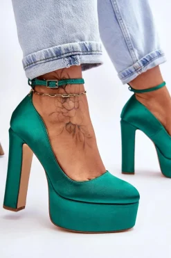 Damskie Boto Modne Czółenka Na Wysokim Słupku Zielone Hayden