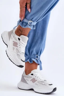 Outlet Boto Modne Damskie Buty Sportowe Z Siateczką Białe Venice