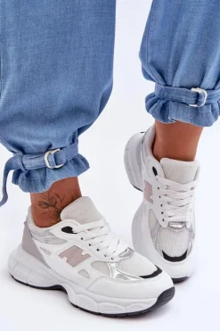 Outlet Boto Modne Damskie Buty Sportowe Z Siateczką Białe Venice