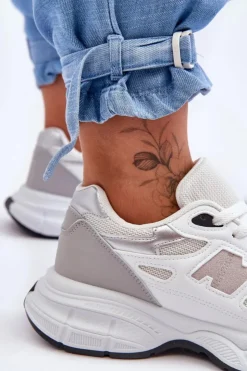 Outlet Boto Modne Damskie Buty Sportowe Z Siateczką Białe Venice