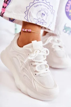 Boto Sneakersy Damskie*Modne Damskie Buty Sportowe Sneakersy Białe Sollero