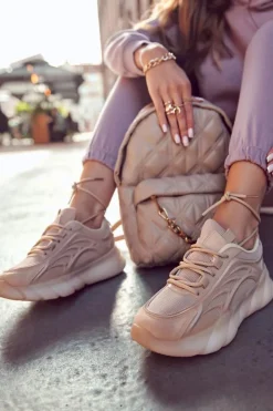 Damskie Boto Modne Damskie Buty Sportowe Sneakersy Beżowe Sollero