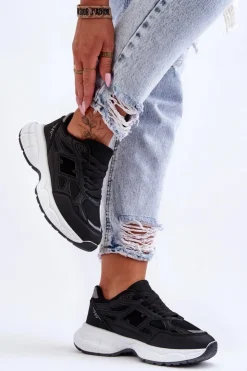 Boto Sneakersy Damskie*Modne Damskie Buty Sportowe Z Siateczką Czarne Venice Czarny