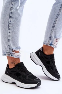 Boto Sneakersy Damskie*Modne Damskie Buty Sportowe Z Siateczką Czarne Venice Czarny