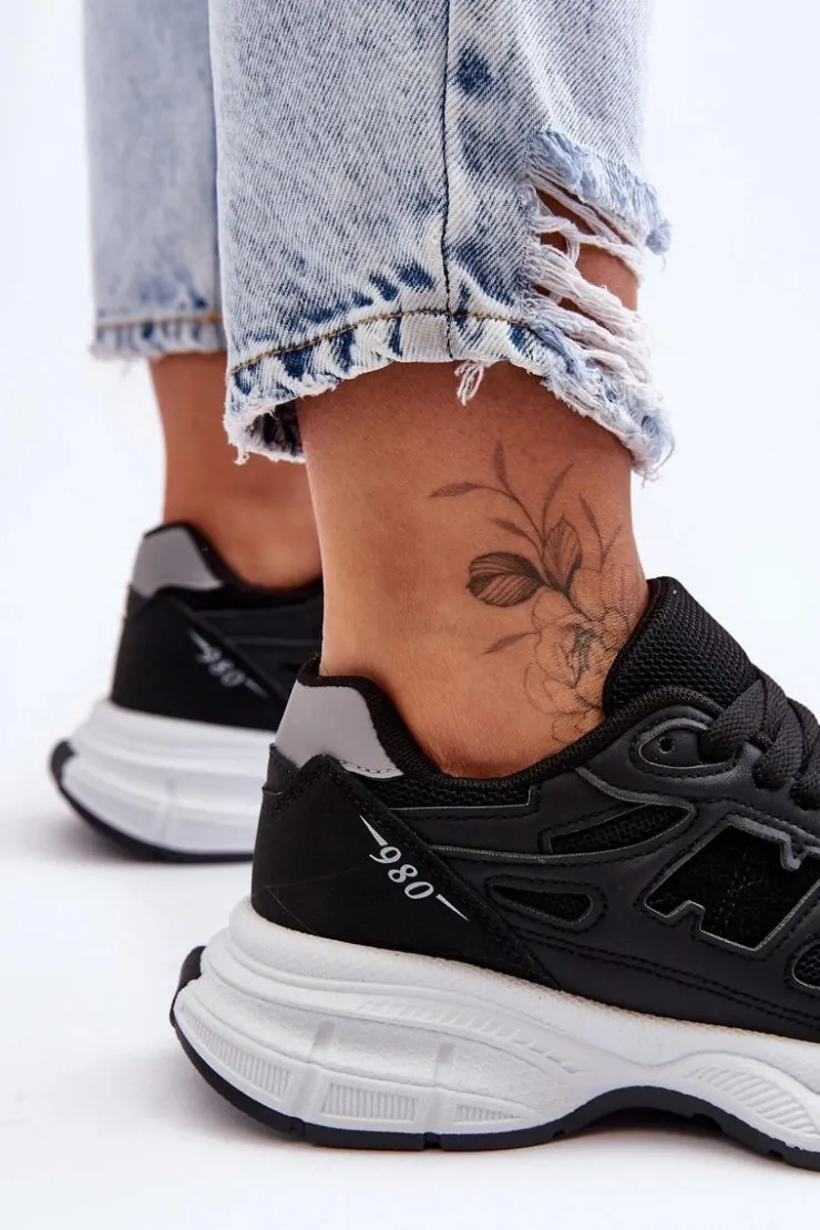 Boto Sneakersy Damskie*Modne Damskie Buty Sportowe Z Siateczką Czarne Venice Czarny