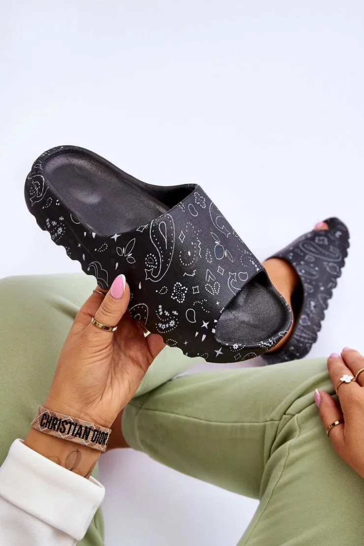 Sale Boto Modne Damskie Klapki Na Masywnej Platformie Czarne Lorette