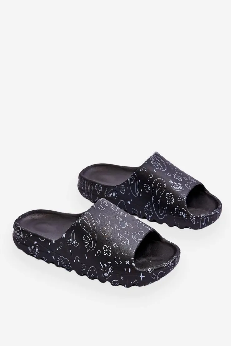 Sale Boto Modne Damskie Klapki Na Masywnej Platformie Czarne Lorette