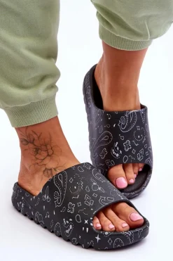 Sale Boto Modne Damskie Klapki Na Masywnej Platformie Czarne Lorette