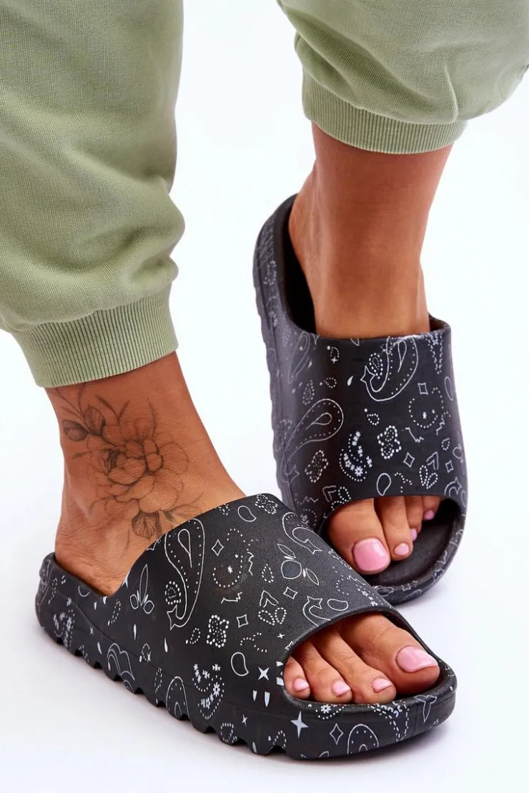 Sale Boto Modne Damskie Klapki Na Masywnej Platformie Czarne Lorette