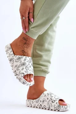 Damskie Boto Modne Damskie Klapki Na Masywnej Platformie Białe Lorette