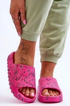 Boto Klapki Na Platformie*Modne Damskie Klapki Na Masywnej Platformie Fuksja Lorette