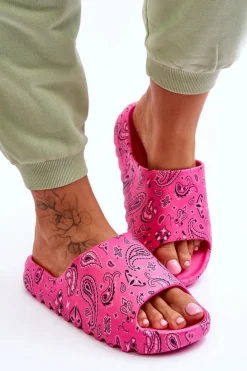 Boto Klapki Na Platformie*Modne Damskie Klapki Na Masywnej Platformie Fuksja Lorette