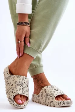 Boto Klapki Na Platformie*Modne Damskie Klapki Na Masywnej Platformie Beżowe Lorette