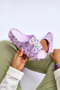 Damskie Boto Modne Damskie Klapki Na Masywnej Platformie Fioletowe Lorette