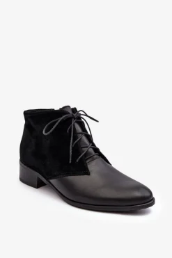 New Boto Modne Damskie Sznurowane Botki Czarne Kefora