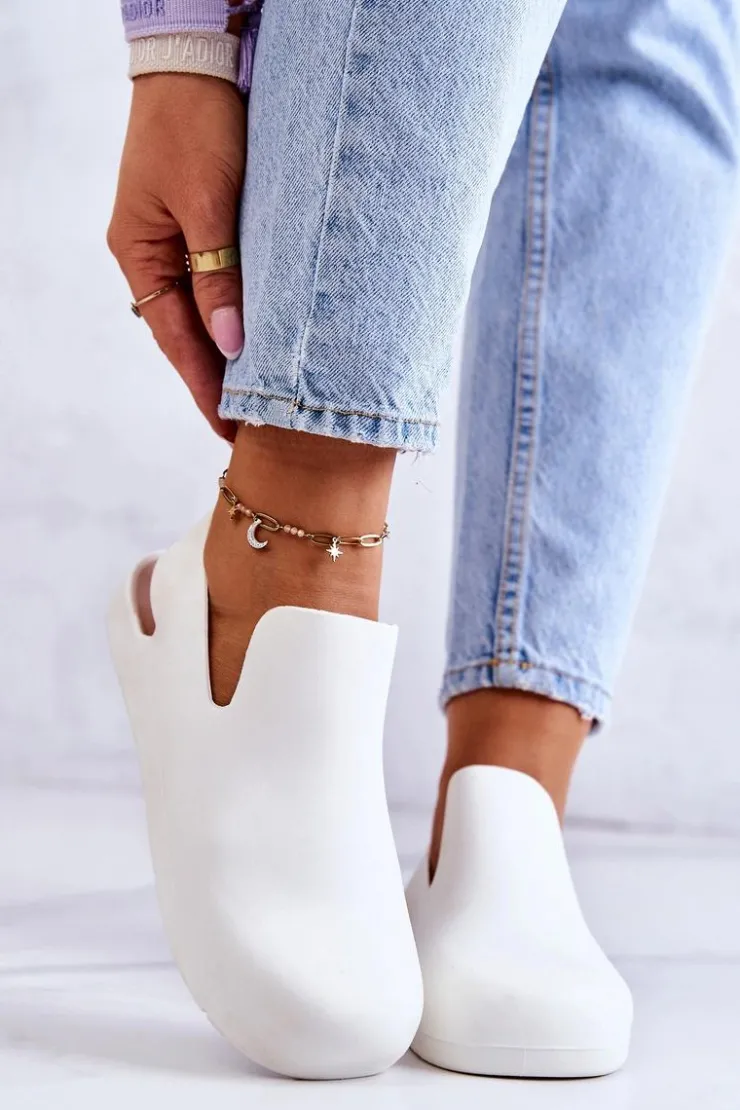 Boto Sandały Gumowe|Klapki Damskie Klasyczne*Modne Gumowe Chodaki Białe Meriko II GAT. Biały