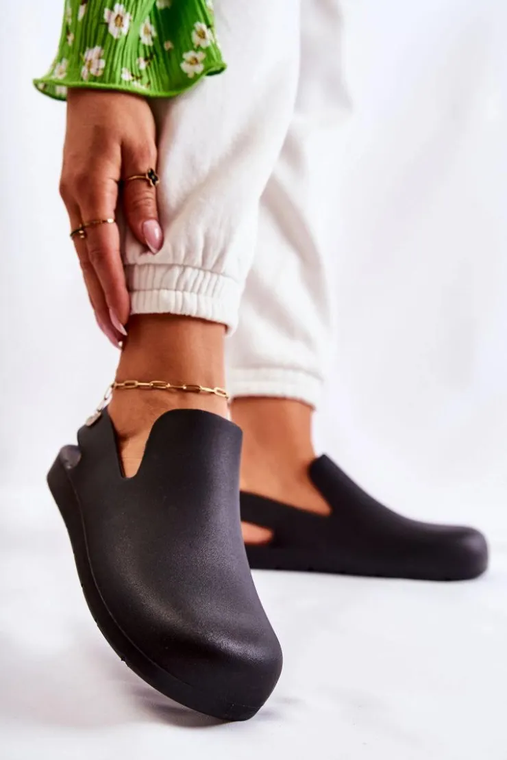 Damskie Boto Modne Gumowe Chodaki Czarne Meriko