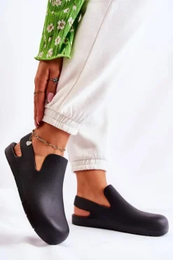 Damskie Boto Modne Gumowe Chodaki Czarne Meriko