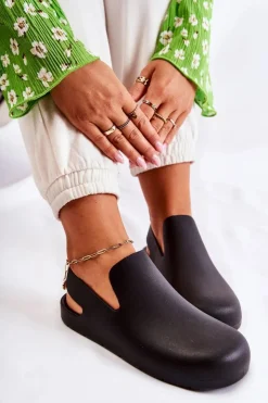 Damskie Boto Modne Gumowe Chodaki Czarne Meriko