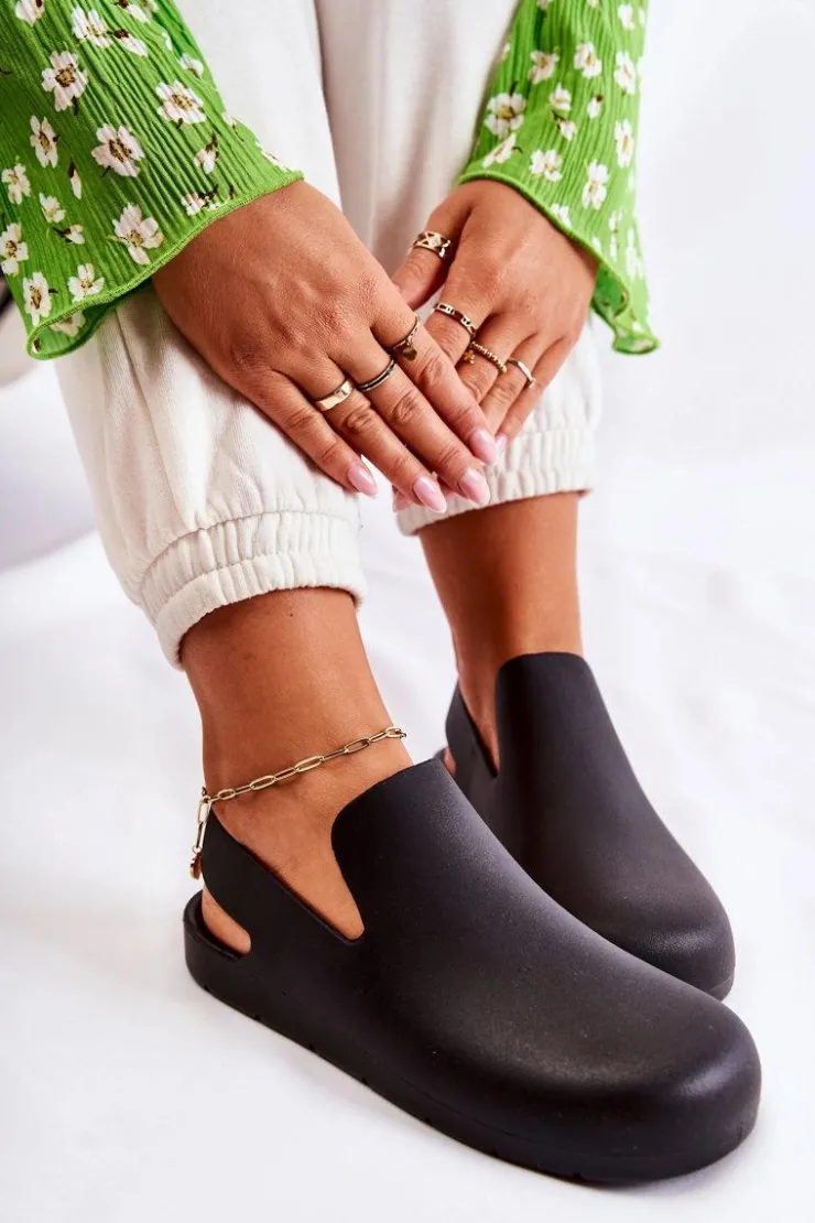 Damskie Boto Modne Gumowe Chodaki Czarne Meriko