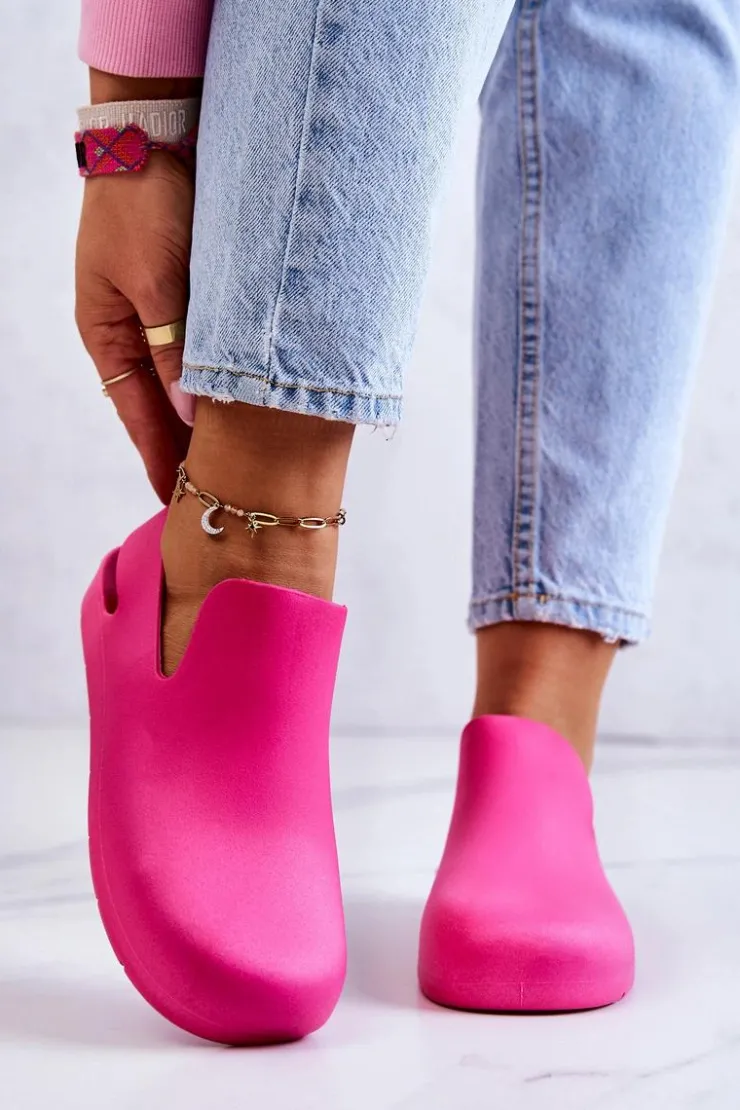 Boto Modne Gumowe Chodaki Fuksja Meriko