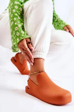 Boto Sandały Gumowe|Klapki Damskie Klasyczne*Modne Gumowe Chodaki Pomarańczowe Meriko Pomarańczowy