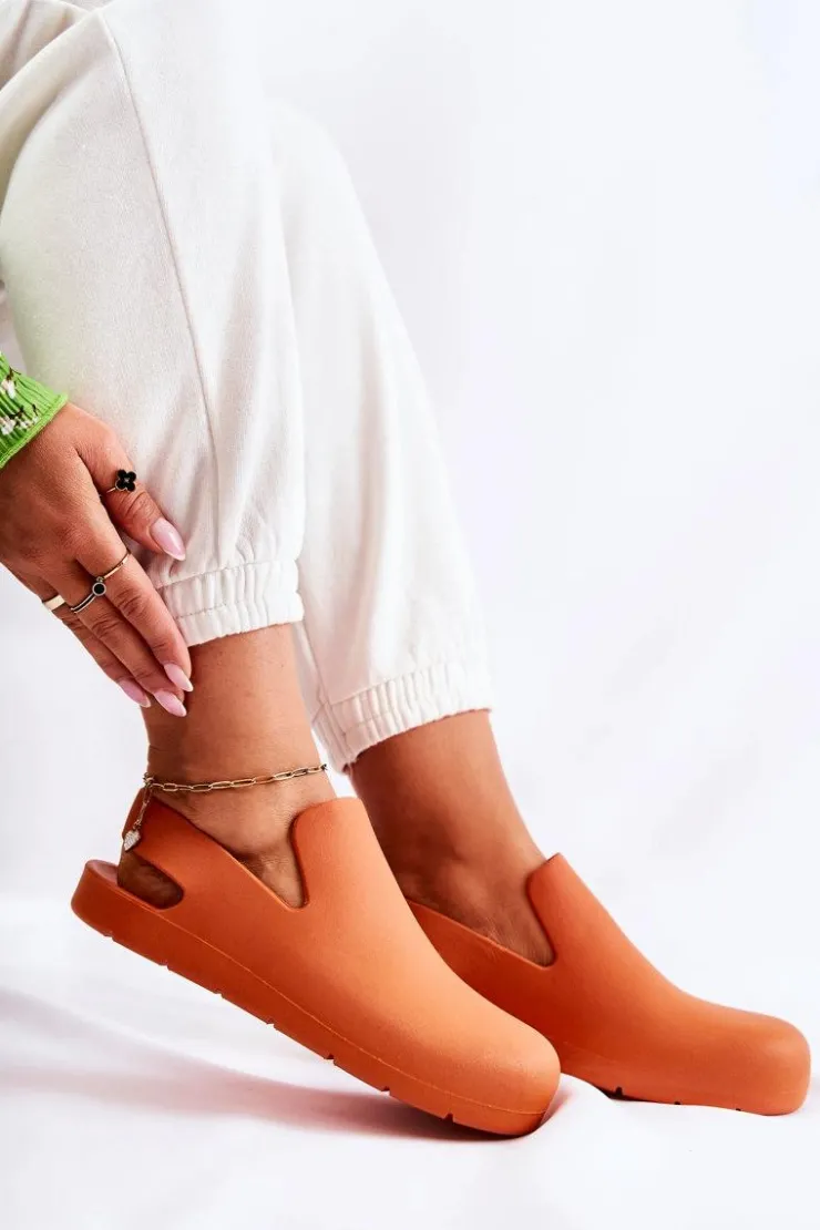 Boto Sandały Gumowe|Klapki Damskie Klasyczne*Modne Gumowe Chodaki Pomarańczowe Meriko Pomarańczowy