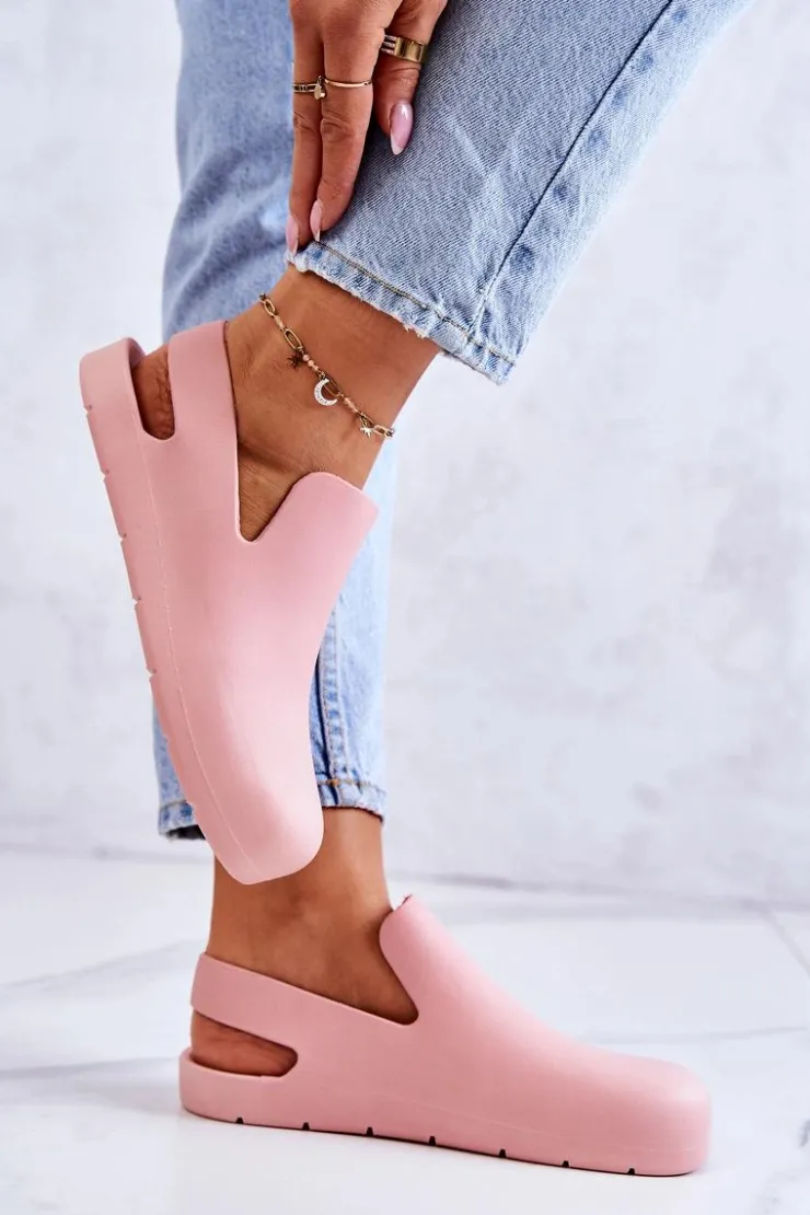 Damskie Boto Modne Gumowe Chodaki Różowe Meriko