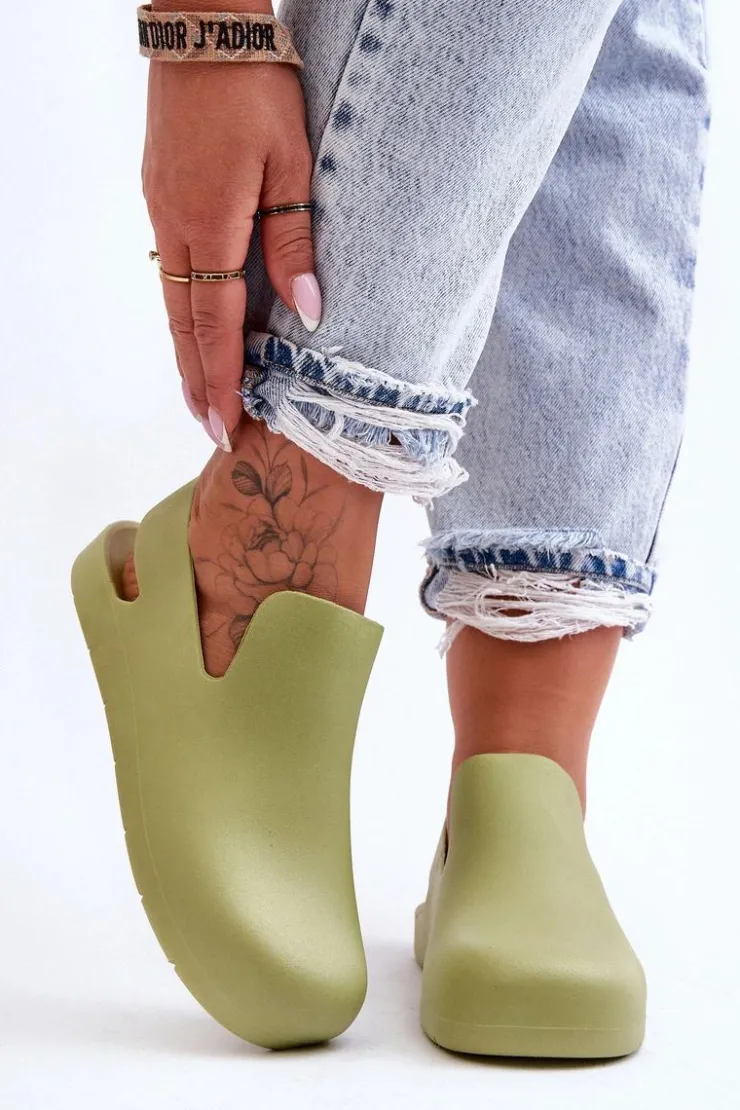 New Boto Modne Gumowe Chodaki Zielone Meriko Zielony