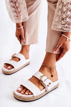 Damskie Boto Modne Klapki Damskie Białe Penelopa