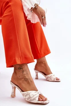 Boto Klapki Na Obcasie|Klapki Damskie Klasyczne*Modne Klapki Na Obcasie W Print Beżowe Floria