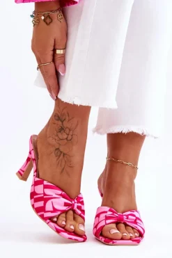 Damskie Boto Modne Klapki Na Obcasie W Print Różowe Floria