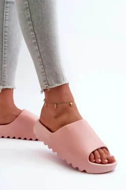 Boto Modne Klapki Na Platformie Różowe Estella Różowy