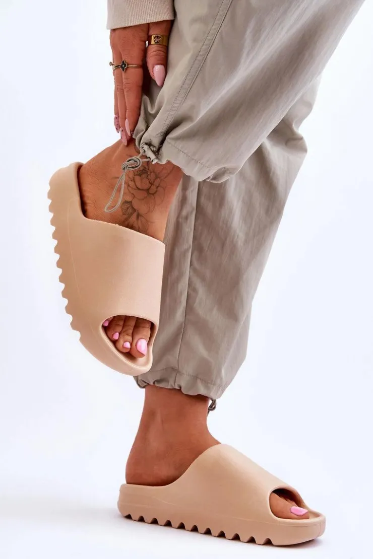 Boto Klapki Na Platformie*Modne Klapki Na Platformie Beżowe Estella