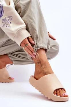 Boto Klapki Na Platformie*Modne Klapki Na Platformie Beżowe Estella