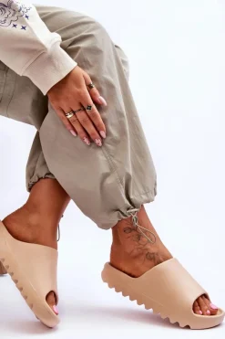 Boto Klapki Na Platformie*Modne Klapki Na Platformie Beżowe Estella