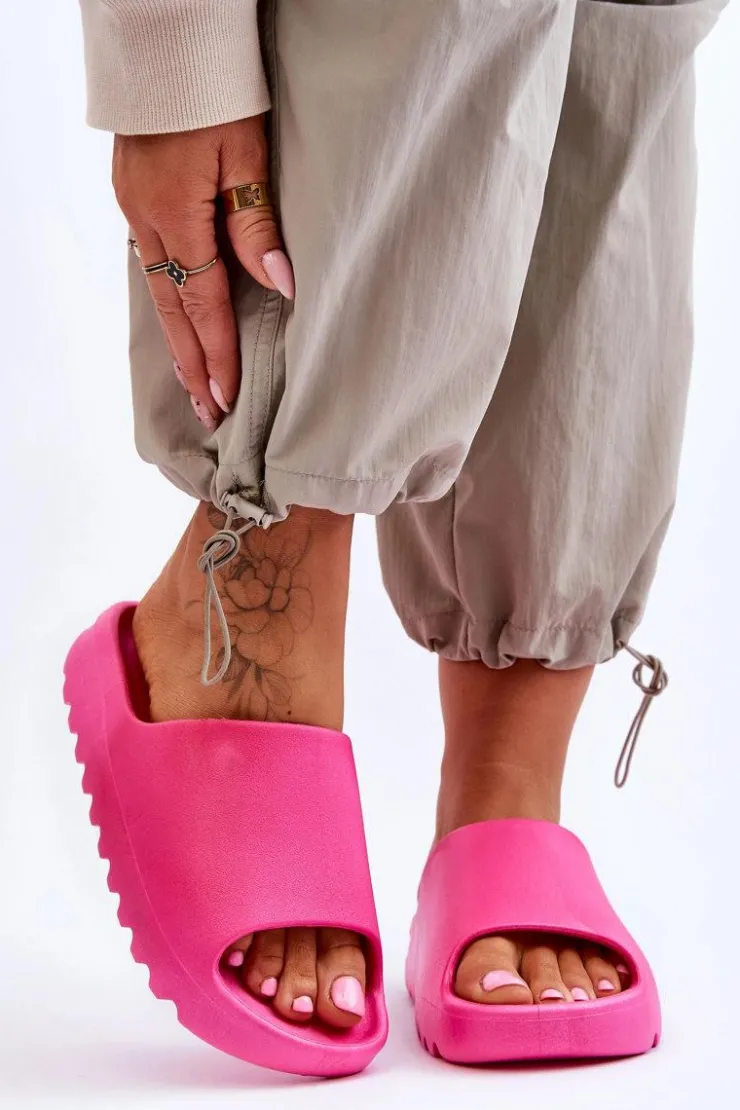 Boto Klapki Na Platformie|Klapki Damskie Klasyczne*Modne Klapki Na Platformie Fuksja Estella Różowy