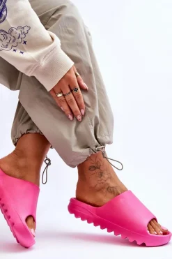 Boto Klapki Na Platformie|Klapki Damskie Klasyczne*Modne Klapki Na Platformie Fuksja Estella Różowy