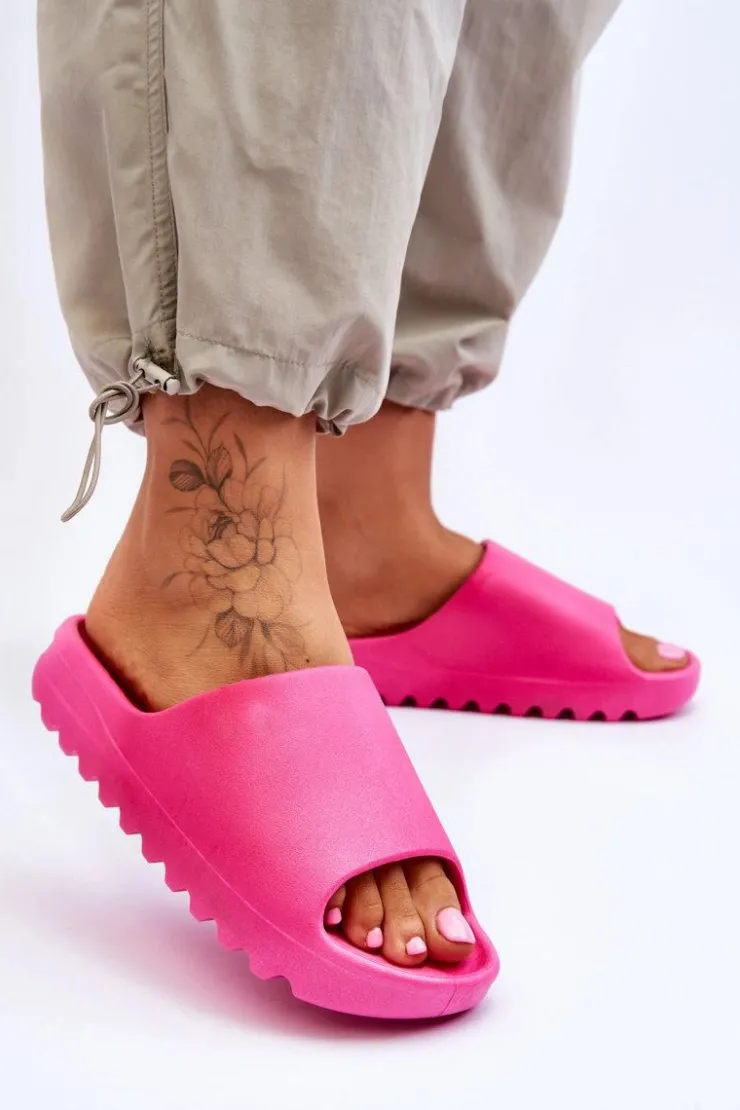 Boto Klapki Na Platformie|Klapki Damskie Klasyczne*Modne Klapki Na Platformie Fuksja Estella Różowy
