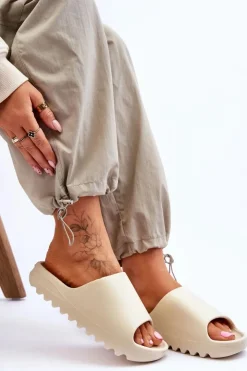 Damskie Boto Modne Klapki Na Platformie Jasnobeżowe Estella