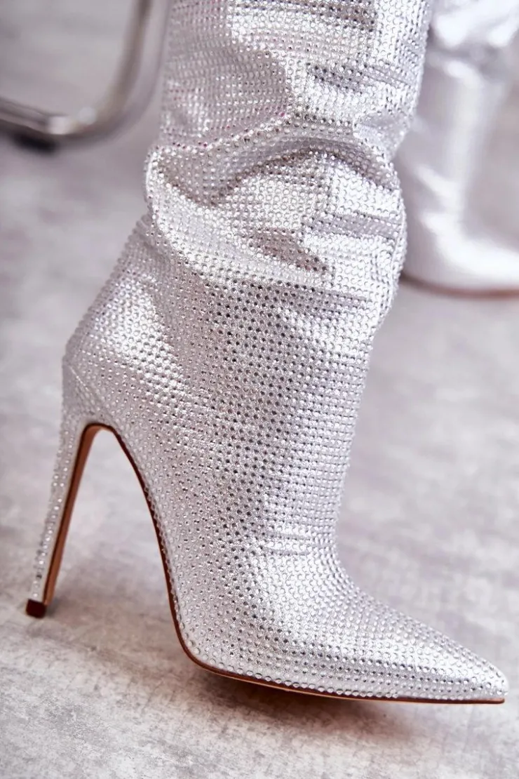 Boto Kozaki Ocieplane|Kozaki Na Szpilce*Modne Kozaki Na Szpilce Z Cyrkoniami Srebrne Lovisa Srebrny