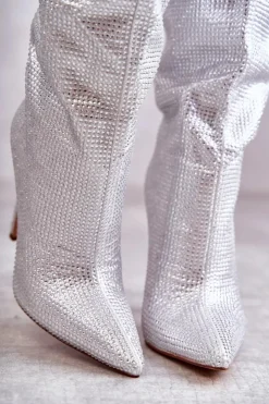 Boto Kozaki Ocieplane|Kozaki Na Szpilce*Modne Kozaki Na Szpilce Z Cyrkoniami Srebrne Lovisa Srebrny