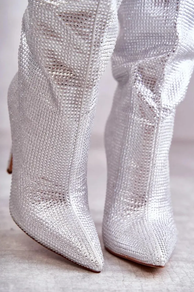 Boto Kozaki Ocieplane|Kozaki Na Szpilce*Modne Kozaki Na Szpilce Z Cyrkoniami Srebrne Lovisa Srebrny