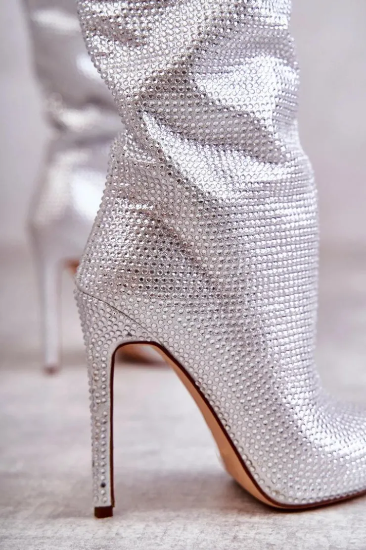 Boto Kozaki Ocieplane|Kozaki Na Szpilce*Modne Kozaki Na Szpilce Z Cyrkoniami Srebrne Lovisa Srebrny