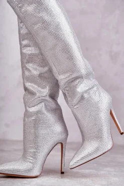 Boto Kozaki Ocieplane|Kozaki Na Szpilce*Modne Kozaki Na Szpilce Z Cyrkoniami Srebrne Lovisa Srebrny