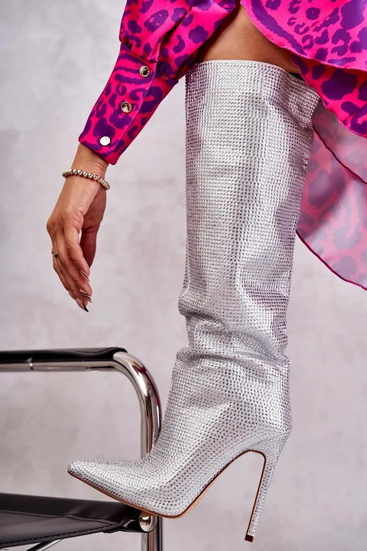 Boto Kozaki Ocieplane|Kozaki Na Szpilce*Modne Kozaki Na Szpilce Z Cyrkoniami Srebrne Lovisa Srebrny